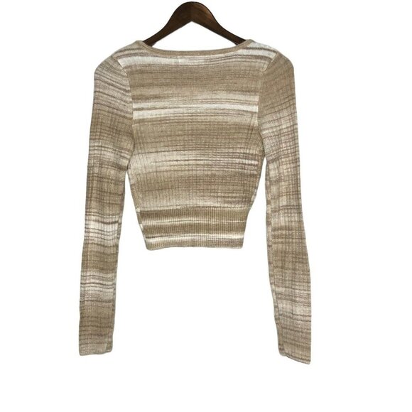 American Eagle NWT Tan V-Neck‎ Wrap Front Cropped Sweater Size XS - Picture 2 of 10